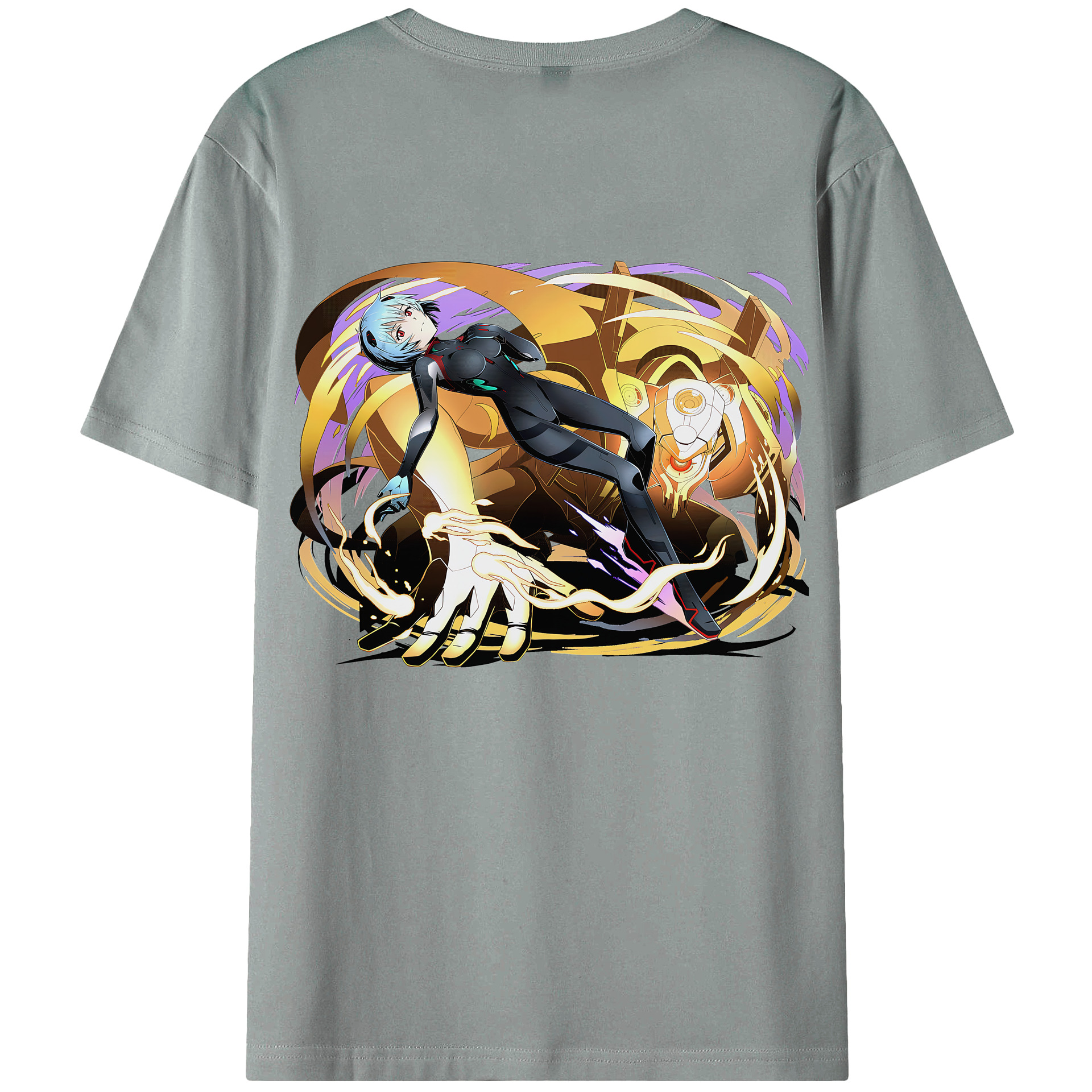 （画像用） EVA 新世紀エヴァンゲリオン 綿100％ メンズ半袖Tシャツ（バックプリント） 通気性